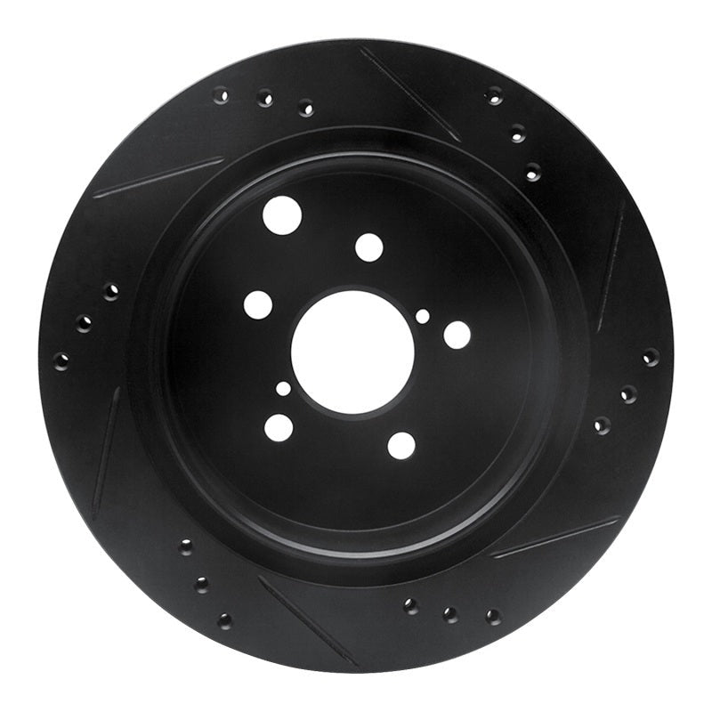 R1 Concepts Drilled & Slotted Black Rear Left Brake Rotor - 2014-2018 Subaru Forester