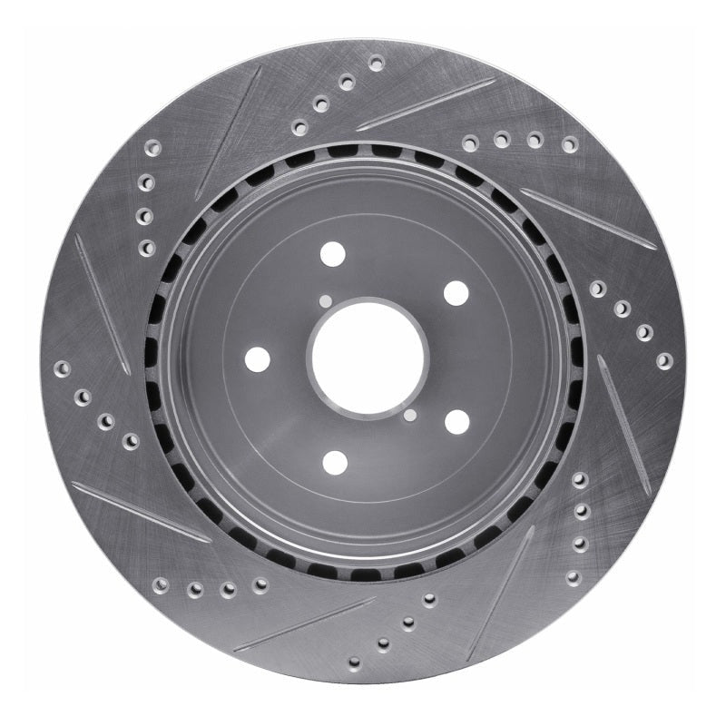 R1 Rear Right Drilled & Slotted Silver Brake Rotor - 2005-2007 Subaru STI