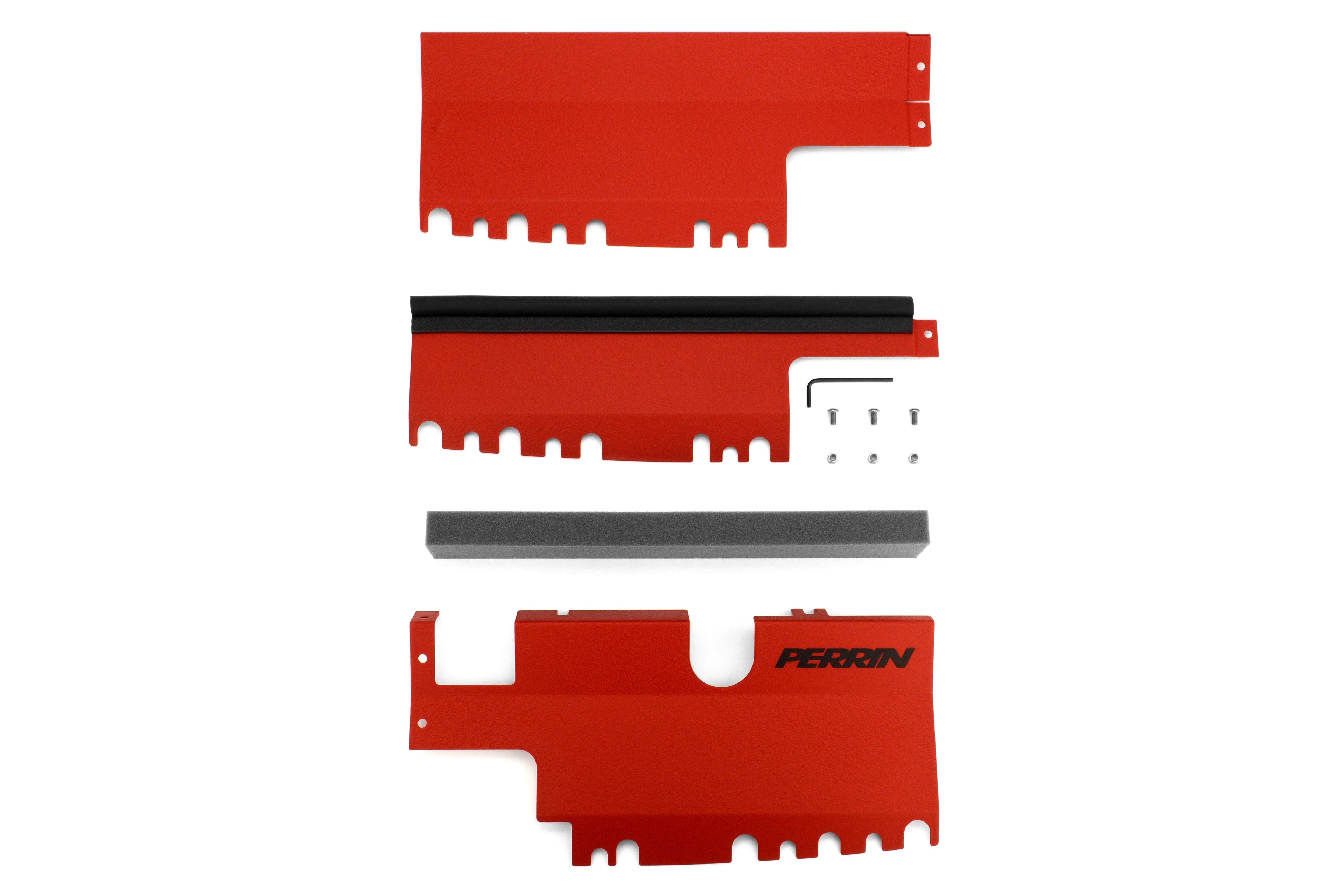 PERRIN Radiator Shroud (Use With & Without OEM Intake Scoop) Red - 2015-2020 Subaru WRX / STI