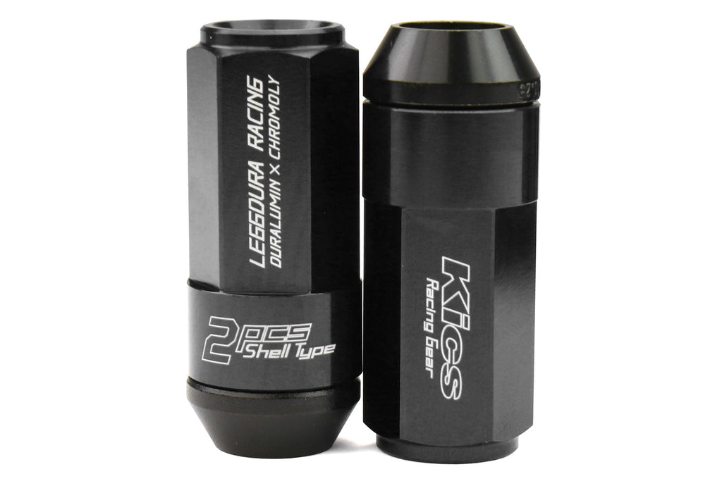 Project Kics Leggdura Racing Shell Type Lug Nut Set 53mm Closed-End Look 12X1.25 Black - Universal
