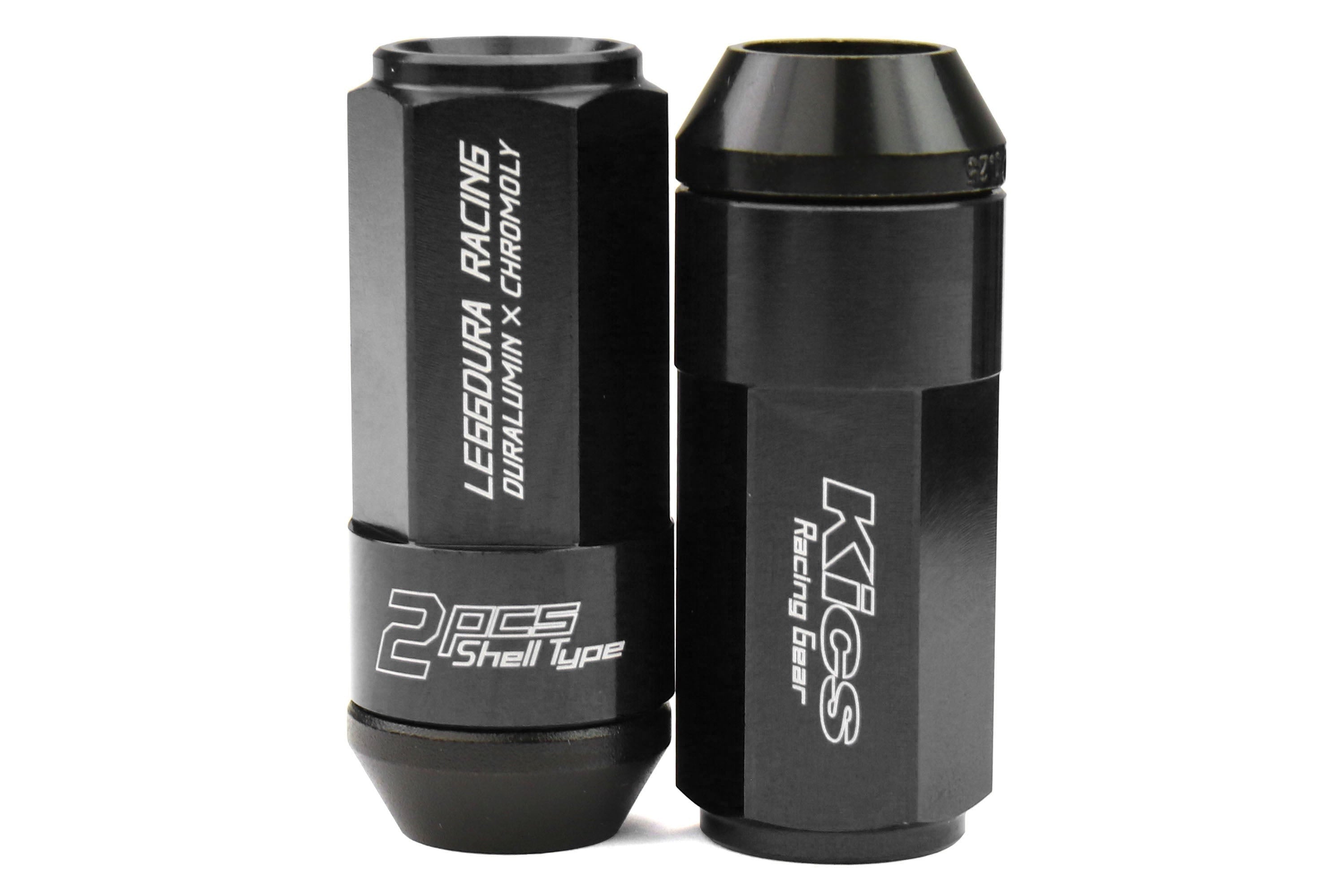 Project Kics Leggdura Racing Shell Type Lug Nut Set 53mm Closed-End Look 12X1.25 Black - Universal
