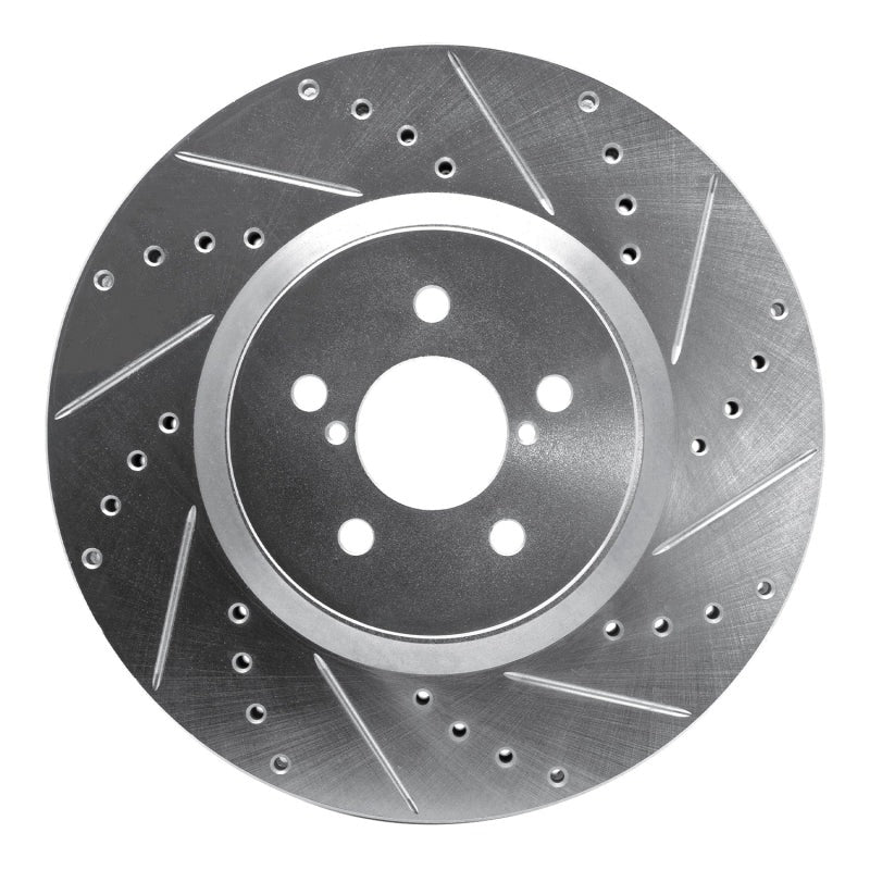 R1 Concepts Drilled & Slotted Silver Front Right Brake Rotor - 2005-2013 Subaru Forester