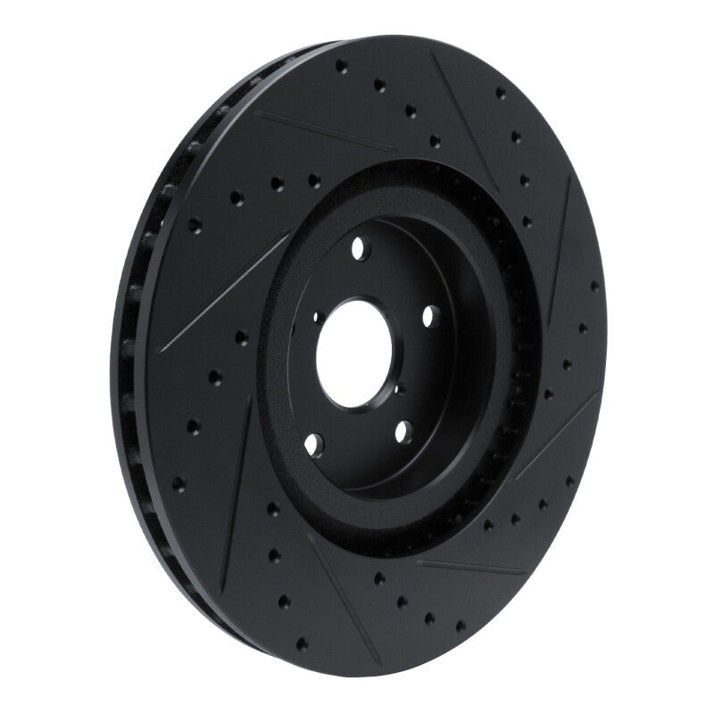 R1 Concepts Drilled & Slotted Black Front Left Brake Rotor - 2019-2025 Subaru Ascent