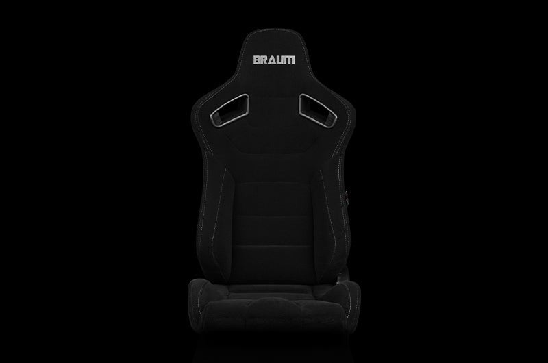 Braum Elite Series Sport Seats - Black Cloth (Grey Stitching) Pair - Universal