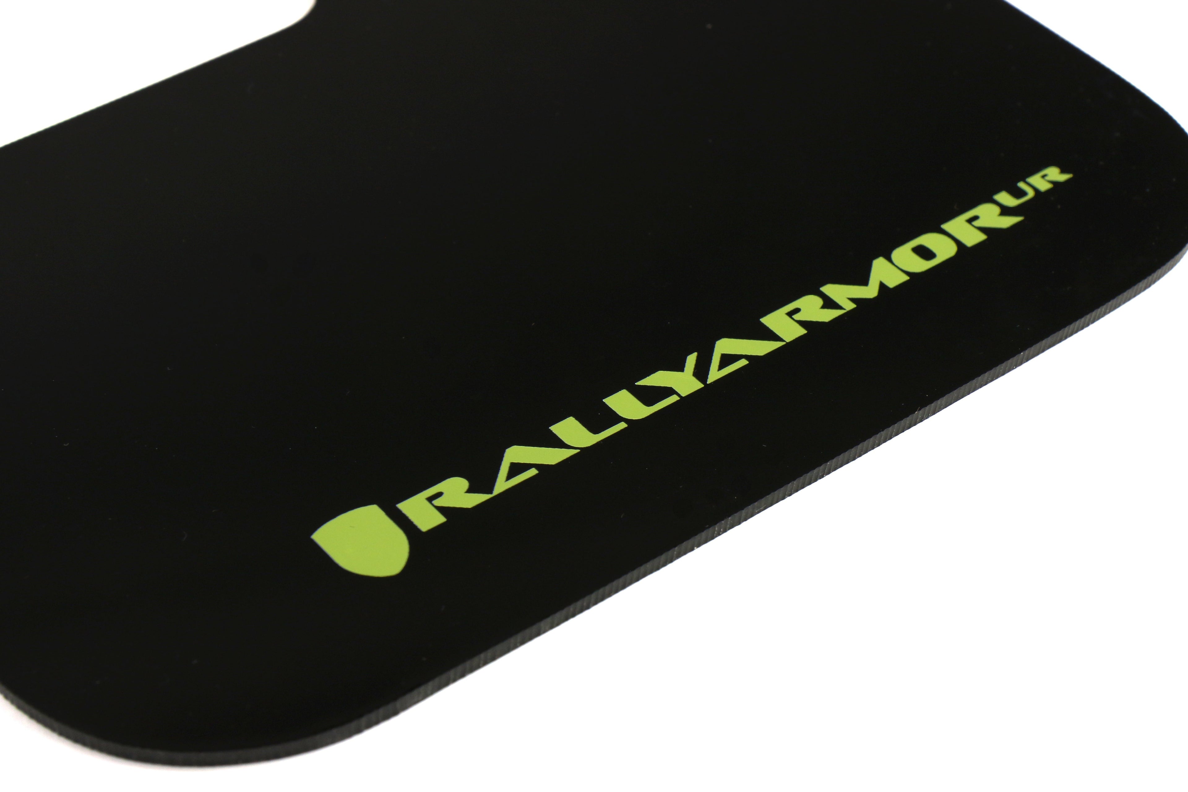 Rally Armor UR Mudflaps Black Urethane Caliper Green Logo - 2015-2024 Subaru WRX/STI