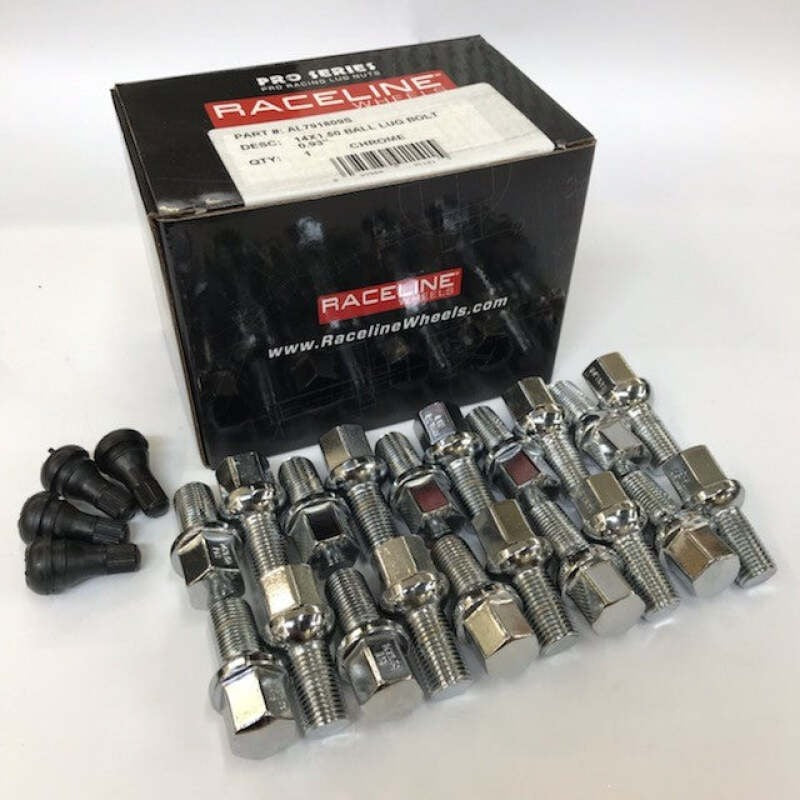 Raceline 14x1.50 0.93in Ball Seat Chrome Lug Bolts