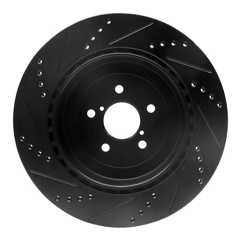 R1 Rear Right Drilled & Slotted Black Brake Rotor - 2004 Subaru STI