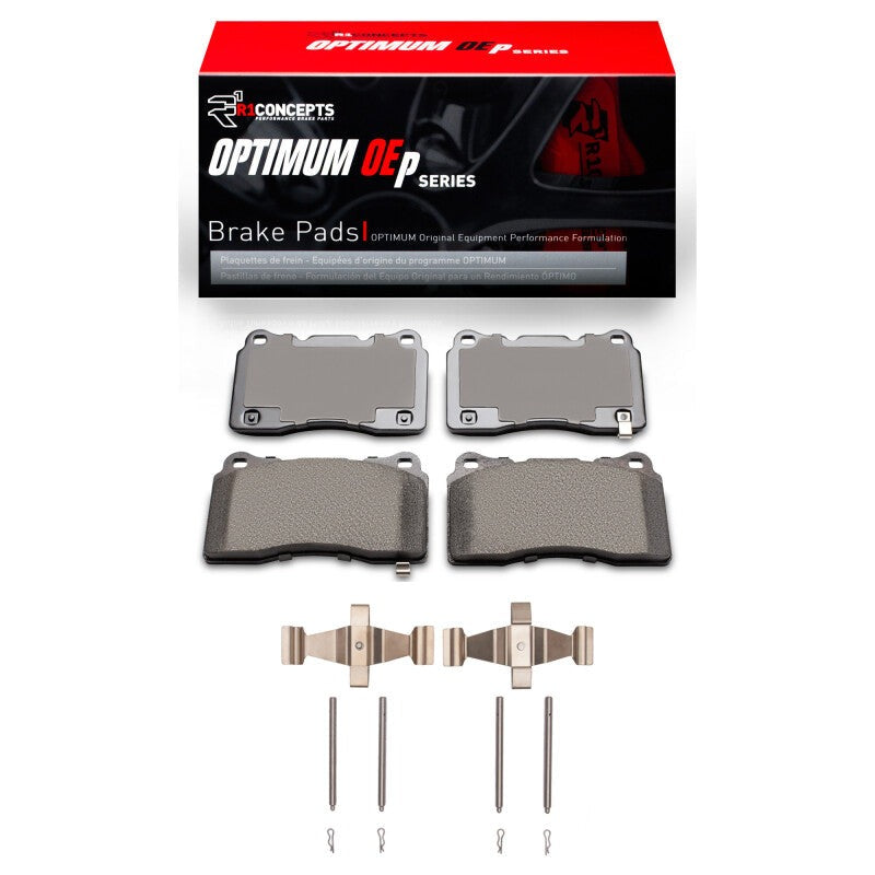 R1 Front R1 Optimum OE Pads & Hardware Kit - 2004-2017 Subaru STI / 2017-2020 & 2022-2026 Subaru BRZ w/ Brembo