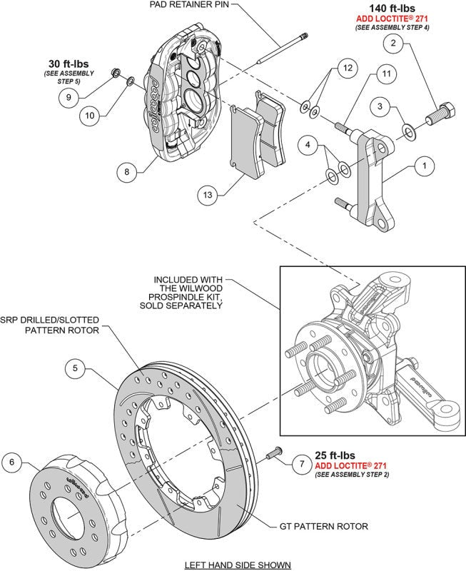 Wilwood kit front XRS6R wwe C10 alum pro spindle 12.19 rotor