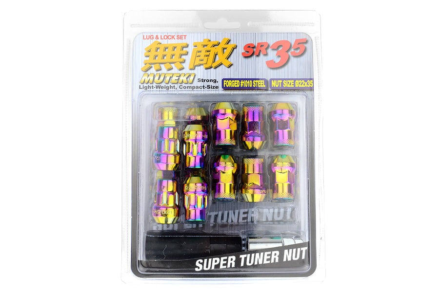 Wheel Mate Muteki SR35 Close End Lug Nuts w/ Lock Set - Neon 12x1.50 35mm