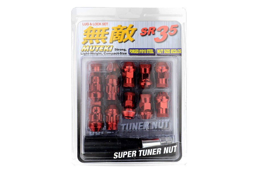 Wheel Mate Muteki SR35 Close End Lug Nuts w/ Lock Set - Red 12x1.50 35mm