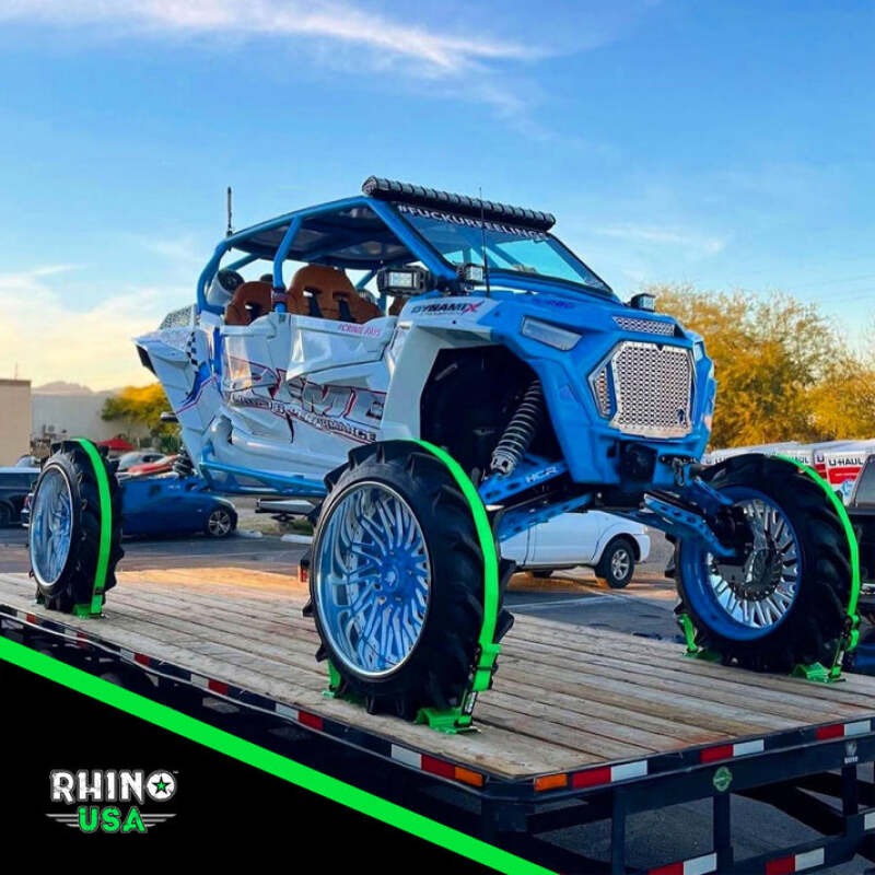 Rhino USA UTV Wheel Chock Tie-Down Kit (4-Wheel Kit) (Green)