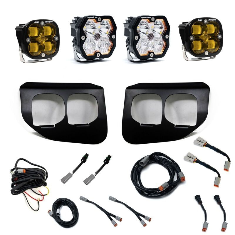 Baja Designs 20-22 Ford SD Squadron 2.0 SAE/Sport Dual Fog Pocket Kit (SAE Fog) - Amber/Clear