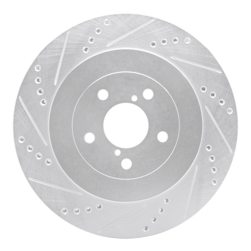 R1 Rear Left Drilled & Slotted Silver Brake Rotor - 2004 Subaru STI