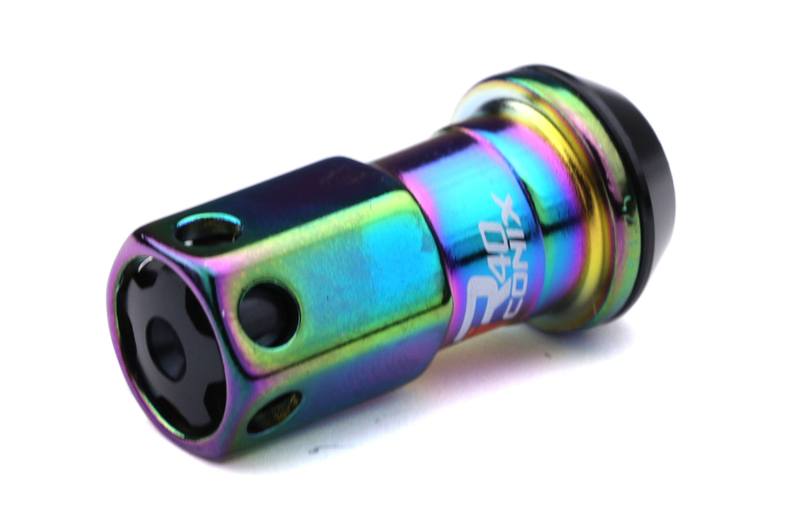 Project Kics R40 Iconix 12x1.25 Neo Chrome Lug Nuts w/ Locks and Black Caps - Universal
