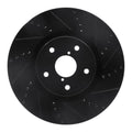 R1 Front Right Drilled & Slotted Black Brake Rotor - 2005-2017 Subaru STI