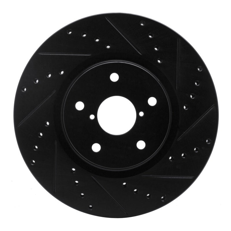 R1 Concepts Drilled & Slotted Black Front Right Brake Rotor - 2005-2021 Subaru Legacy