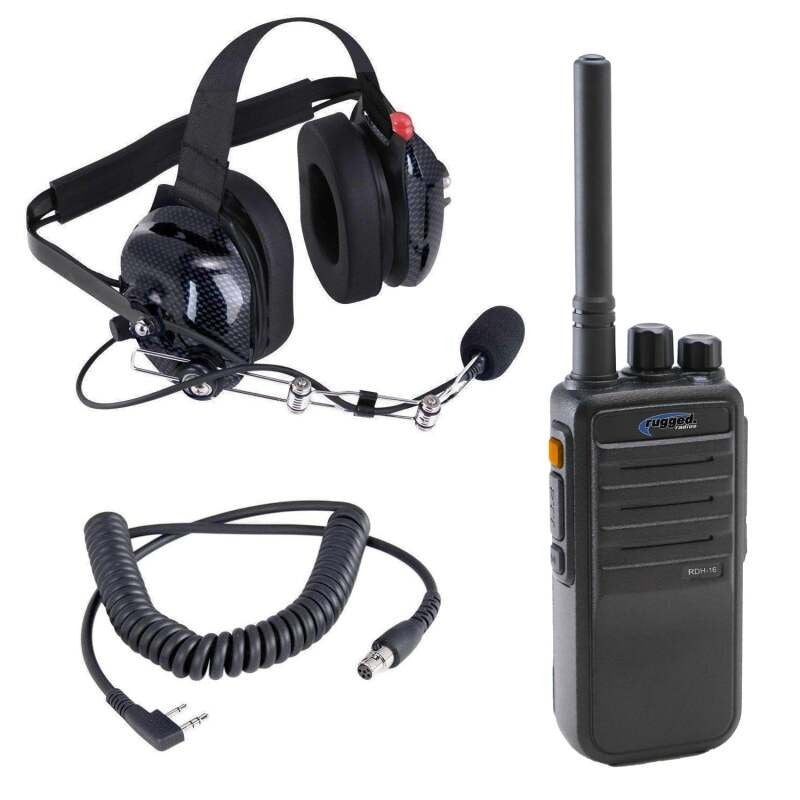 Rugged Radios Crew Chief - H42 Spotter Headset and Rugged Handheld Radio Package - Blue