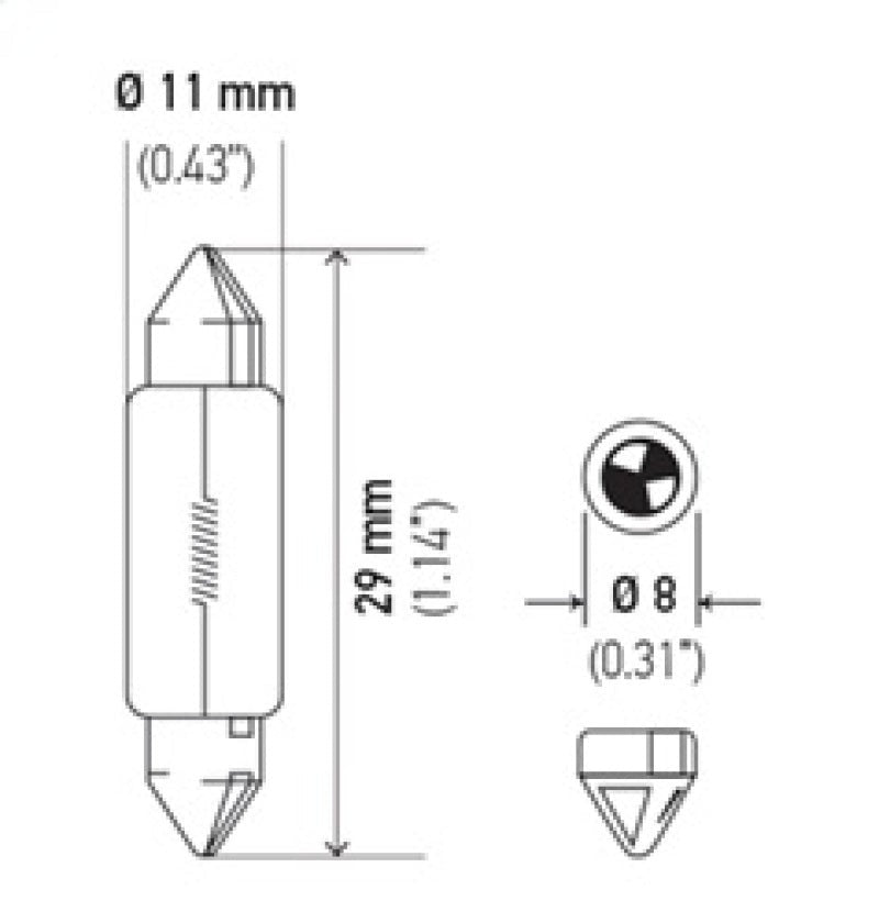 Hella Bulb 6428 12V 3W SV7-8 T2.25 8x28mm - Universal