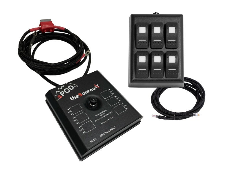 sPOD SourceLT on RAM Mount w/Green LED Switch Panel for 36in Battery Cables