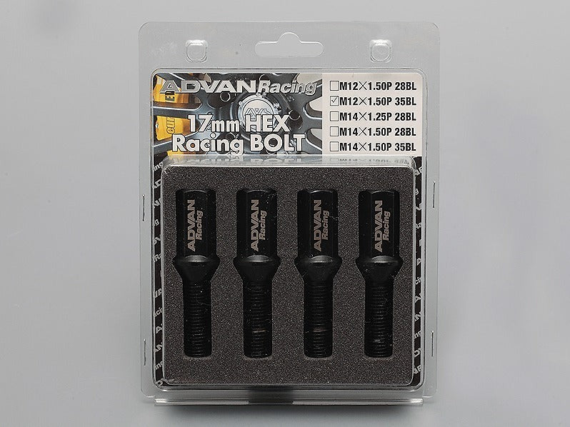 Advan Racing Lug Bolt 17mm Hex Head 14x1.25mm 35mm (Black) - Universal