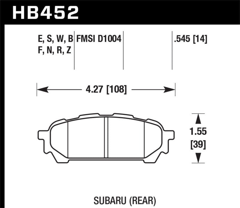 Hawk HP+ Street Brake Pads - Rear - 2003-2005 Subaru WRX