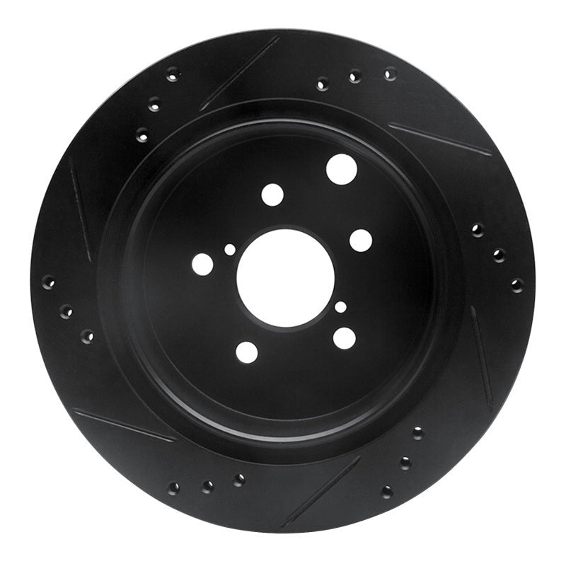R1 Concepts Drilled & Slotted Black Rear Right Brake Rotor - 2014-2018 Subaru Forester