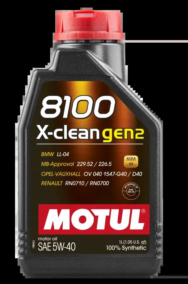 Motul 8100 X-CLEAN Gen 2 5W40 Synthetic Engine Oil (1 Liter Bottle)