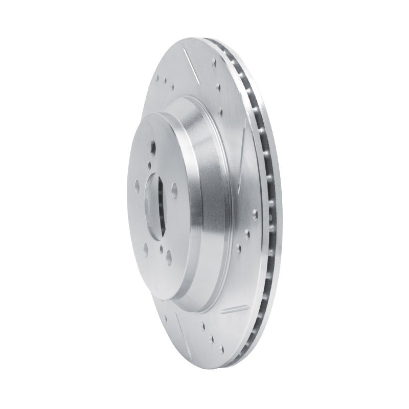 R1 Concepts Rear Right Drilled & Slotted Silver Brake Rotor - 2019-2023 Subaru Crosstrek