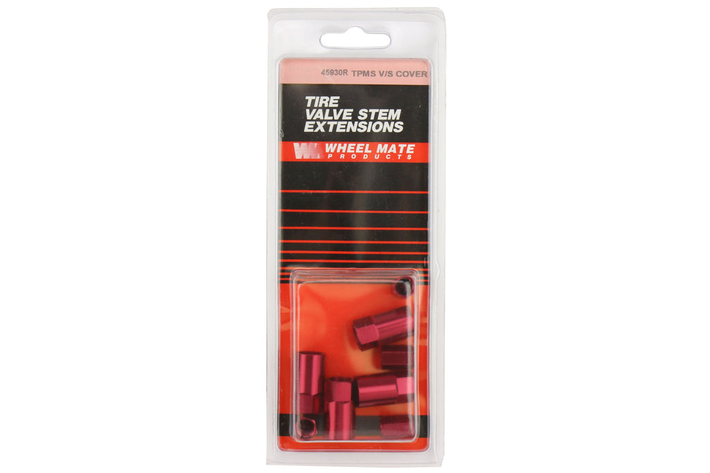 Wheelmate Valve Caps w/ TPMS Valve Step Sleeves Red - Universal