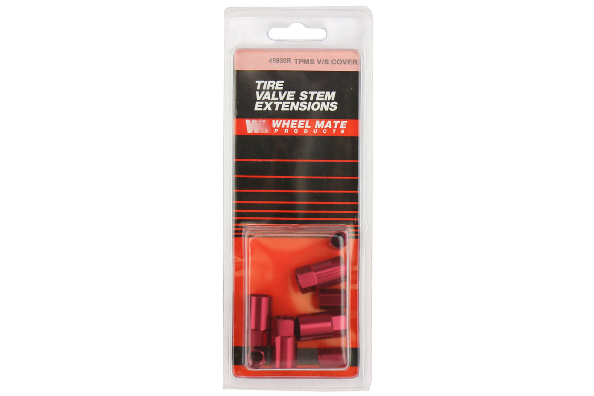 Wheelmate Valve Caps w/ TPMS Valve Step Sleeves Red - Universal