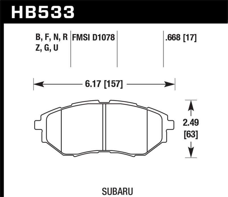 Hawk DTC-60 Race Brake Pads - Front - 2005-2008 Subaru Legacy GT