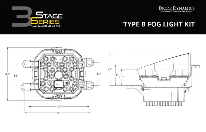 Diode Dynamics SS3 Sport Type B Fog Light Kit ABL - Yellow SAE - Universal