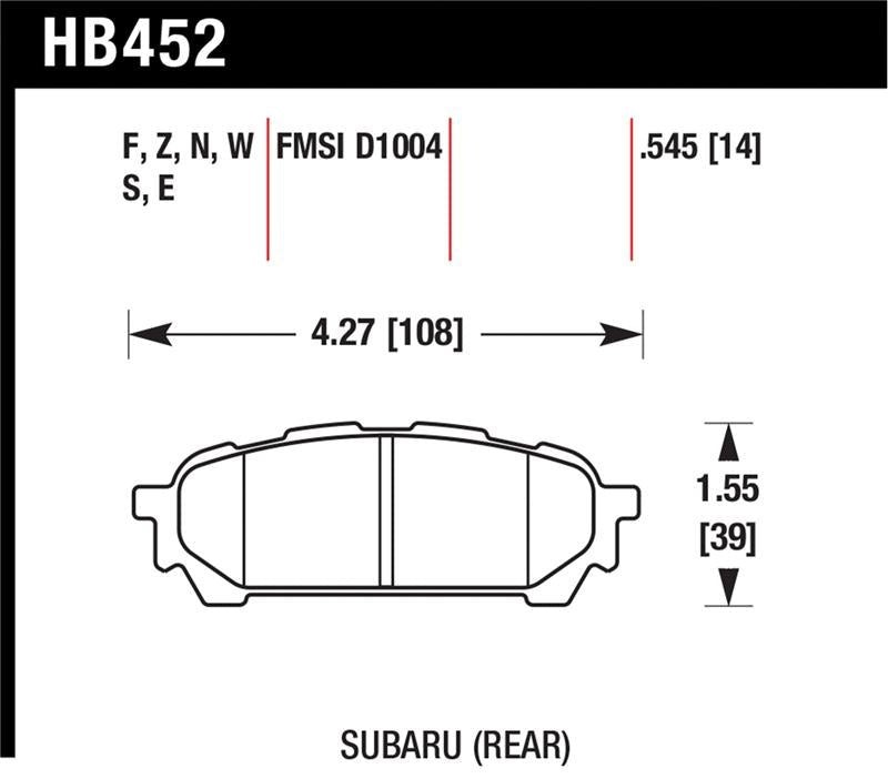 Hawk HP+ Street Brake Pads - Rear - 2003-2005 Subaru WRX