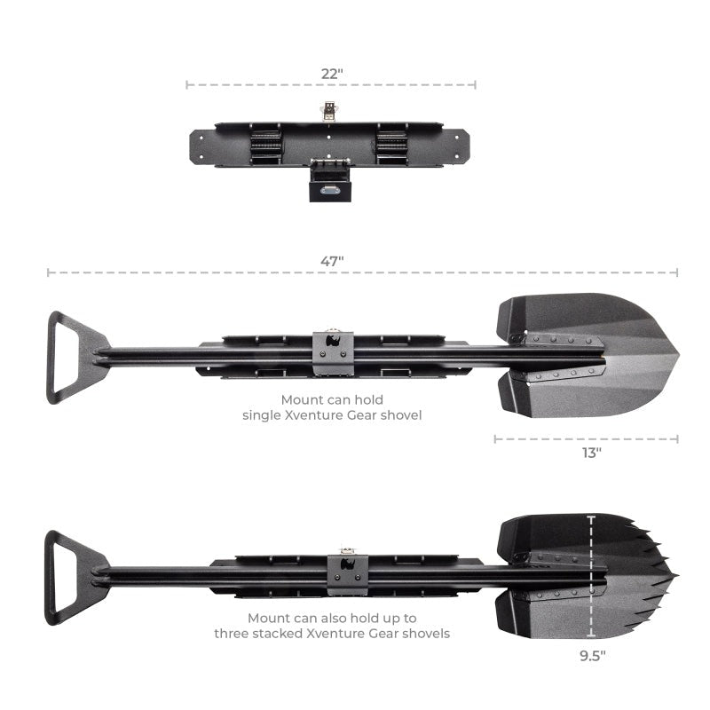 Go Rhino Xventure Gear Sharktooth Stackable Shovel - Textured Black