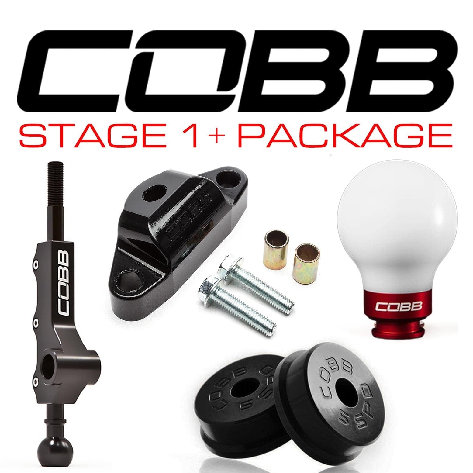 Cobb Stg 1+ Drivetrain Package w/ Tall Shifter (Tall Weighted Knob) - White - 2002-2007 Subaru WRX 5MT