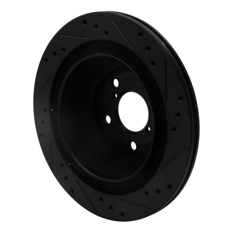 R1 Concepts Drilled & Slotted Black Rear Left Brake Rotor - 2005-2009 Subaru Legacy