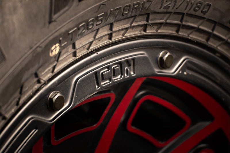 ICON Alloys Victory 17x8.5 6x5.5 0mm 4.75" Backspacing Satin Black with Red Accent Wheel - 3017858347SBRT