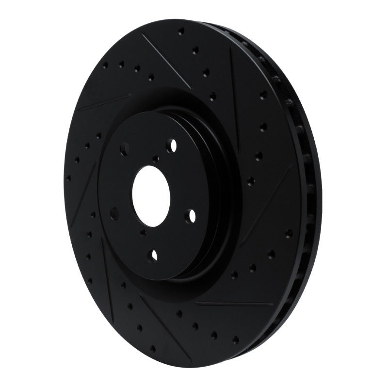 R1 Concepts Drilled & Slotted Black Front Right Brake Rotor - 2019-2025 Subaru Ascent