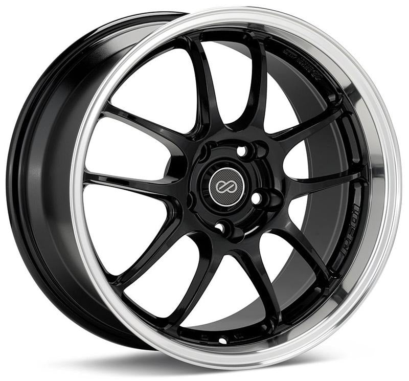 Enkei PF01 17x9 5x114.3 35mm Offset 75mm Hub Bore - Black Machined - 2005-2007 Subaru STI