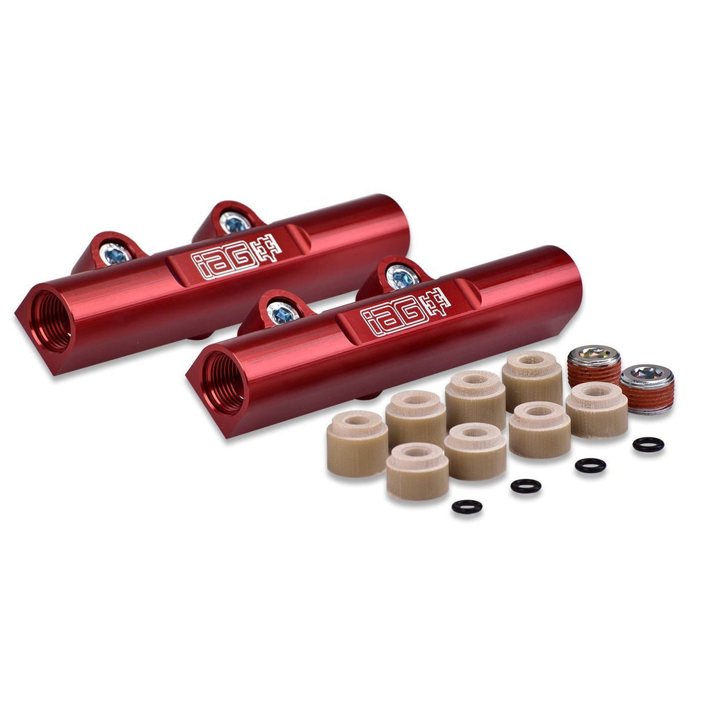 IAG Performance PTFE Fuel System Kit with ID 1050cc Injectors, Aeromotive FPR, Red IAG Fuel Rails - 2008-2014 Subaru WRX / 2008-2021 STI
