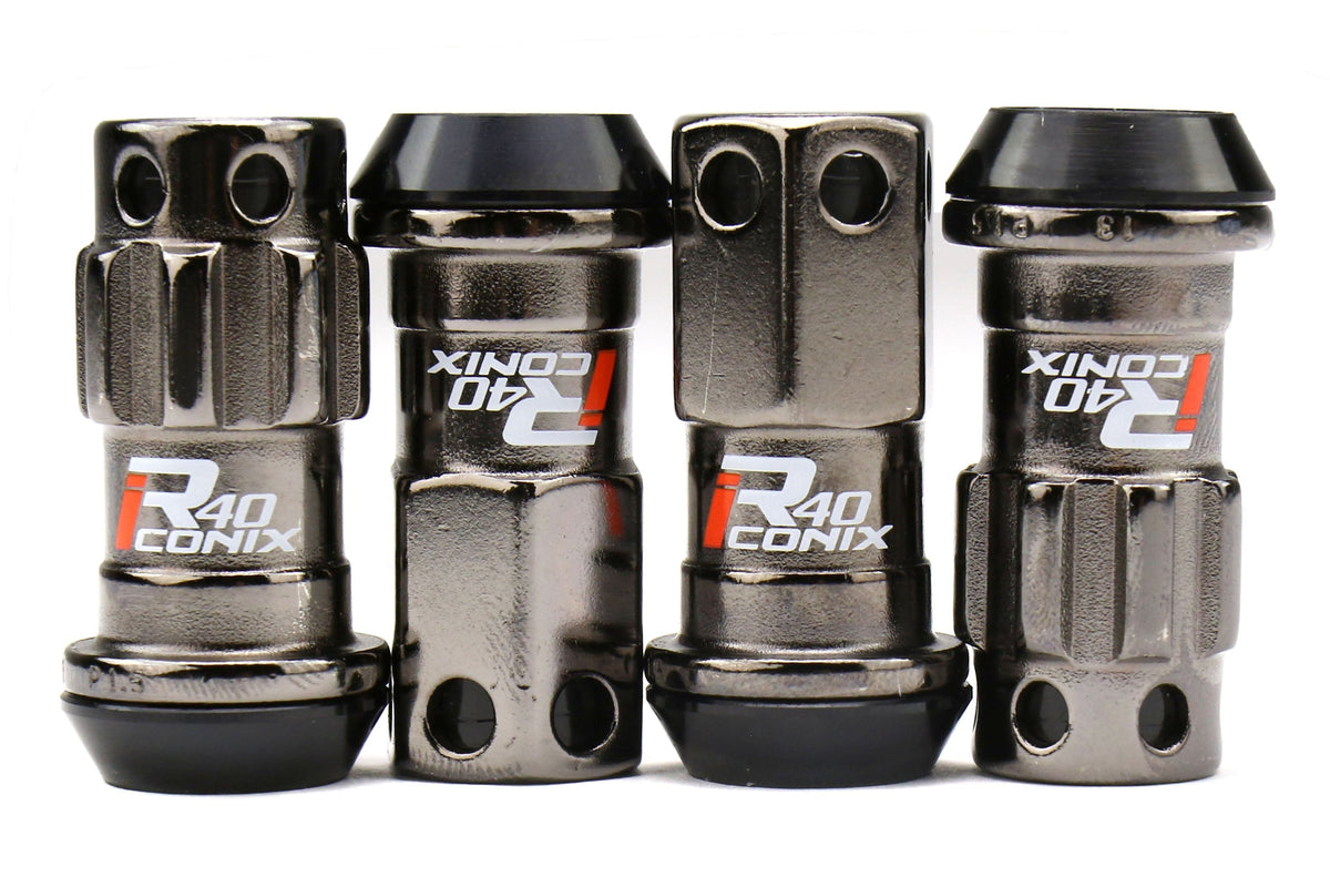 Project Kics R40 16+4 Iconix Locking Lug Nut Set w/ Black Plastic Caps M12x1.25 - Universal