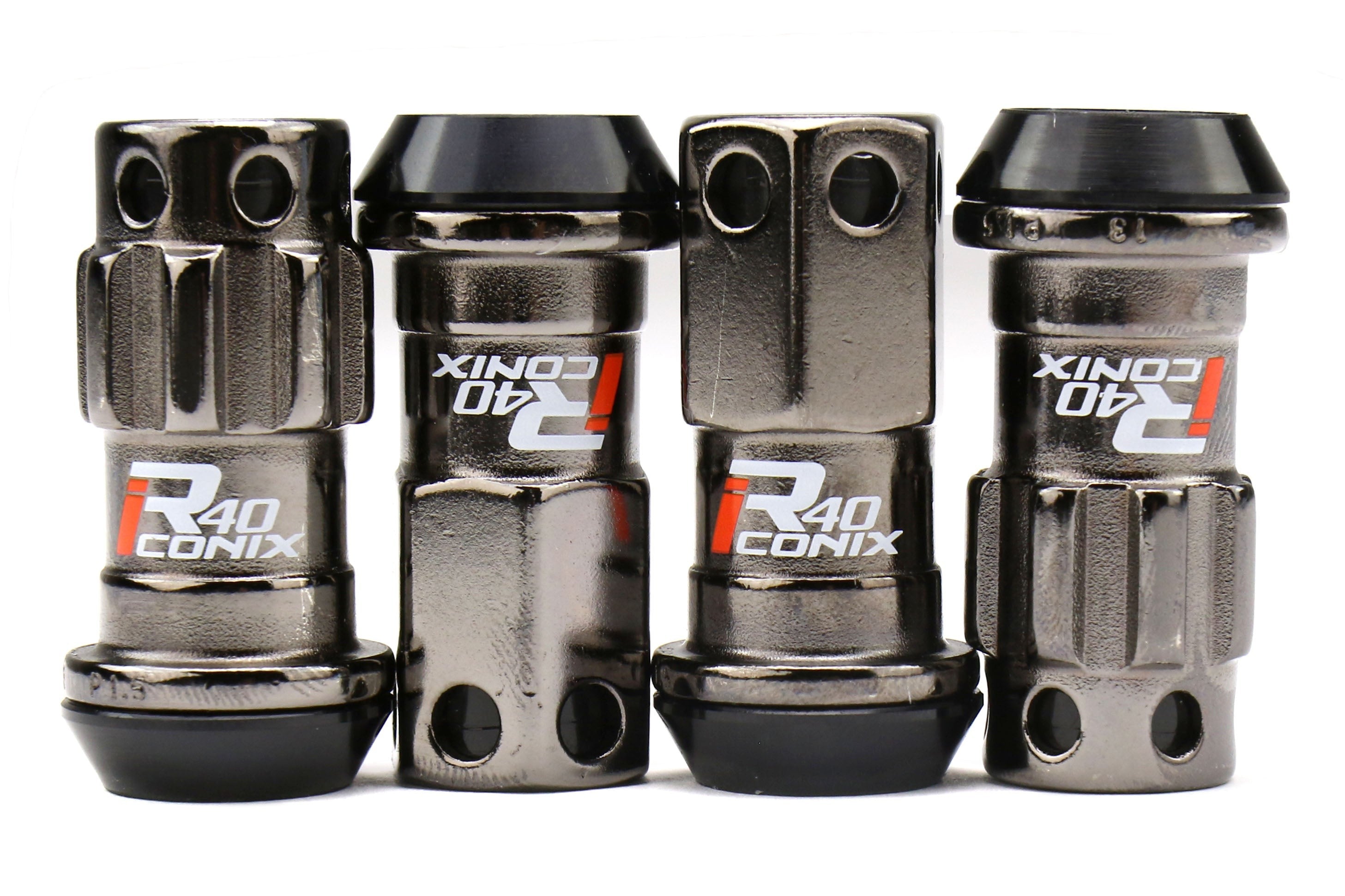Project Kics R40 16+4 Iconix Locking Lug Nut Set w/ Black Plastic Caps M12x1.25 - Universal
