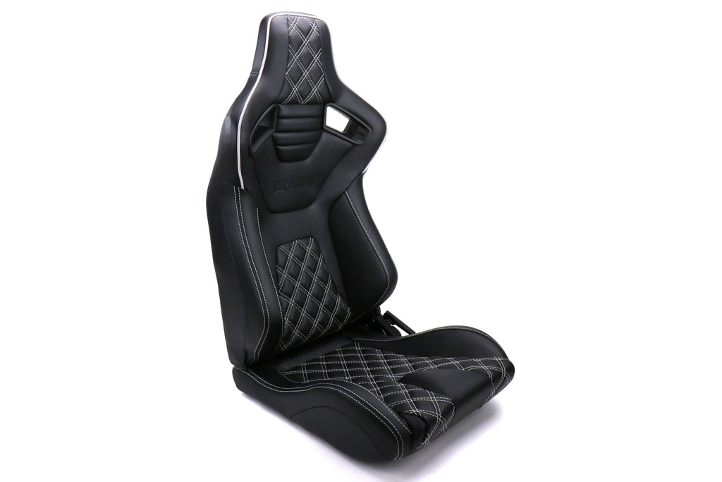 Braum Elite-X Series Racing Seats Diamond Edition White Piping Pair - Universal