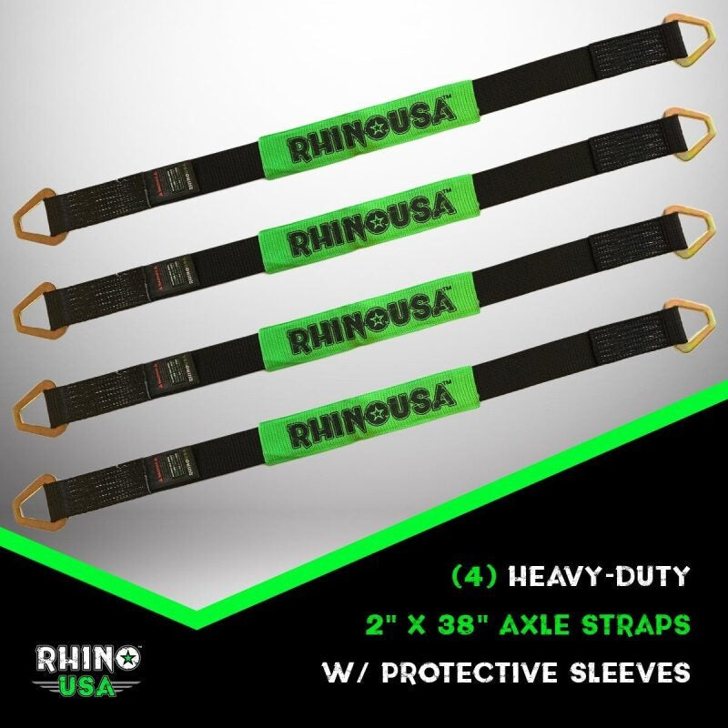 Rhino USA Axle Tie Down Straps (4-Pack) 2In X 38In - Black