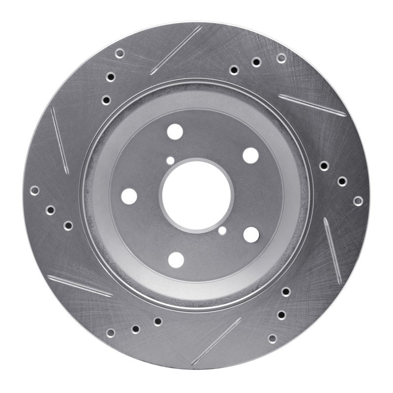 R1 Concepts Rear Right Drilled & Slotted Silver Brake Rotor - 2019-2026 Subaru Crosstrek