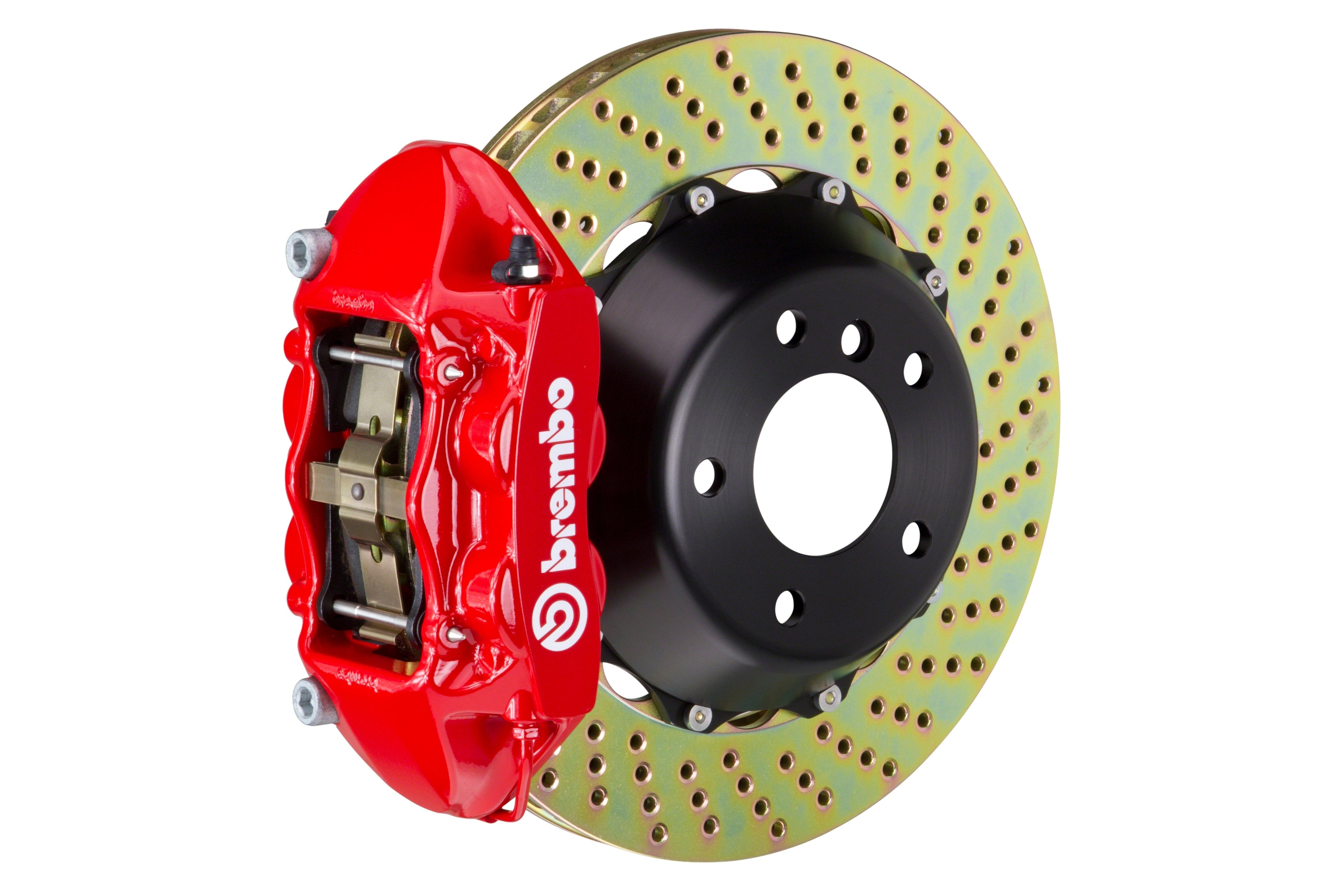 Brembo Gran Turismo Drilled Brake Kit 4 Piston 2-Piece Red Rear - 2013-2016 Scion FR-S / 2013-2020 Subaru BRZ / 2017-2019 Toyota 86