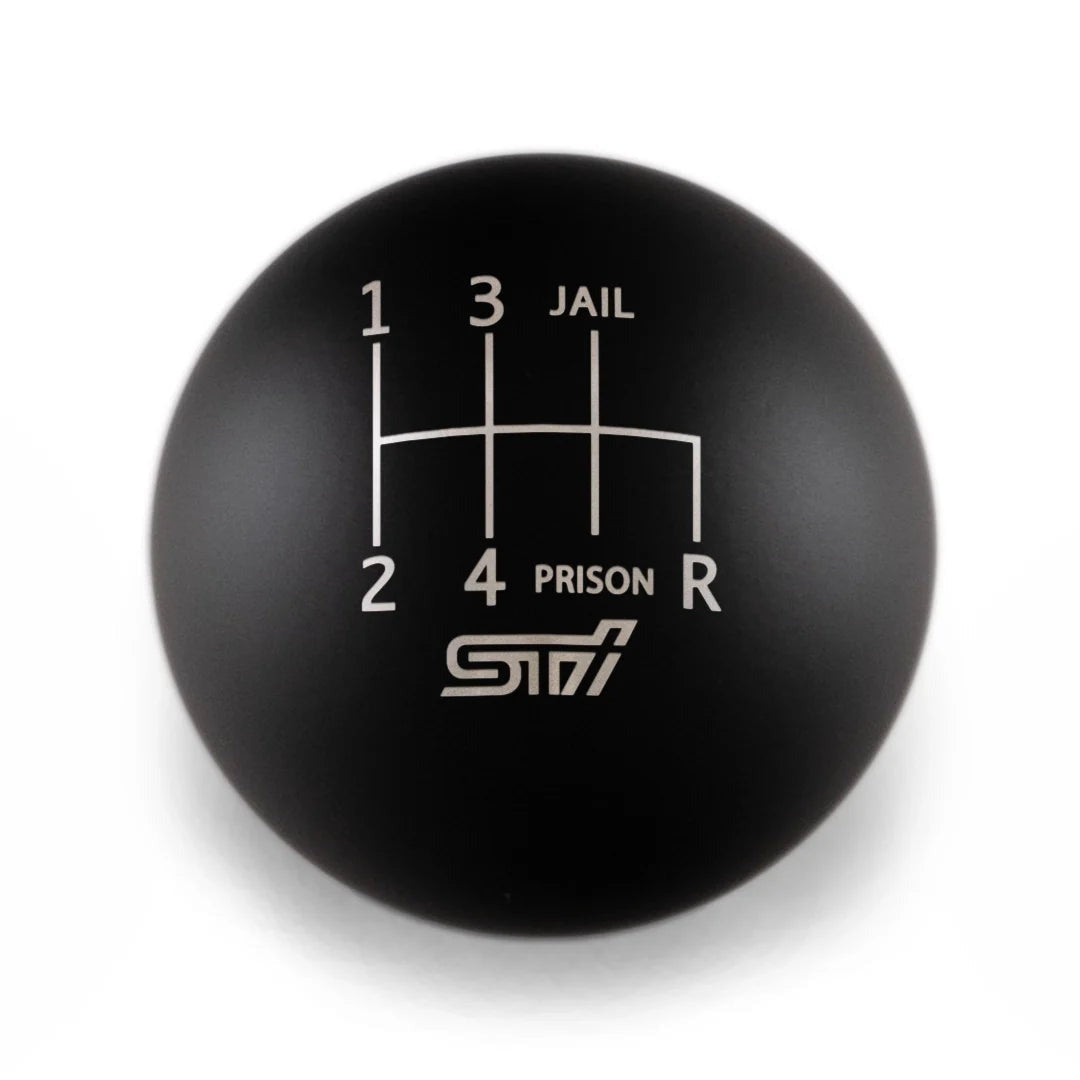 Billetworkz Weighted Shift Knob - 6 Speed STI Jail-Prison Engraving - Subaru STI