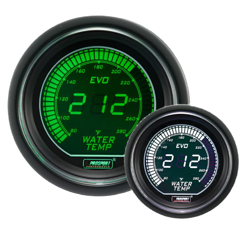 ProSport 2-1/16" Evo Electrical Green and White Water Temperature Gauge