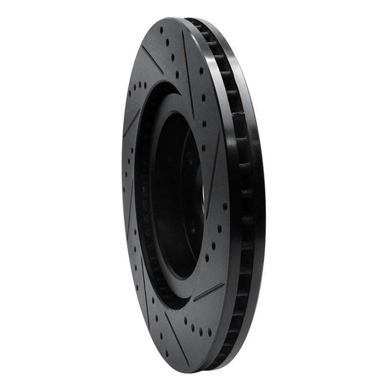 R1 Concepts Drilled & Slotted Black Front Left Brake Rotor - 2019-2024 Subaru Forester